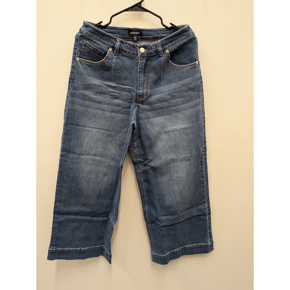 Women's Denim Bermuda Shorts Size 10P Petite Stretch Blue Jean Shorts Mid Rise